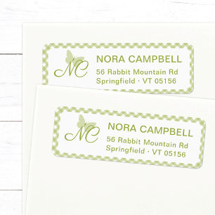 Papillon Monogramme Vert En vichy Adresse de retou