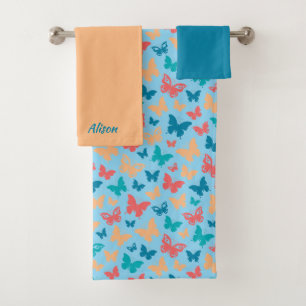 papillon motif simple beige rose bleu turquoise