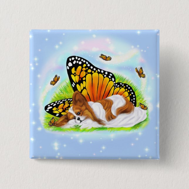 Papillon Mystical Monarch 2 Inch Square Button (Front)