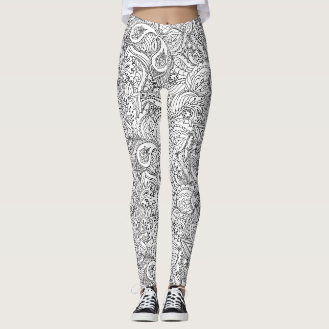 Papillon noir et blanc Abstrait Motif Legging (Devant)