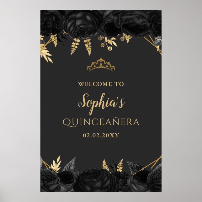 Papillon noir Quinceañera Affiche de bienvenue (Devant)
