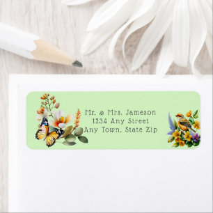 Papillon, Oiseau et Fleurs de Printemps