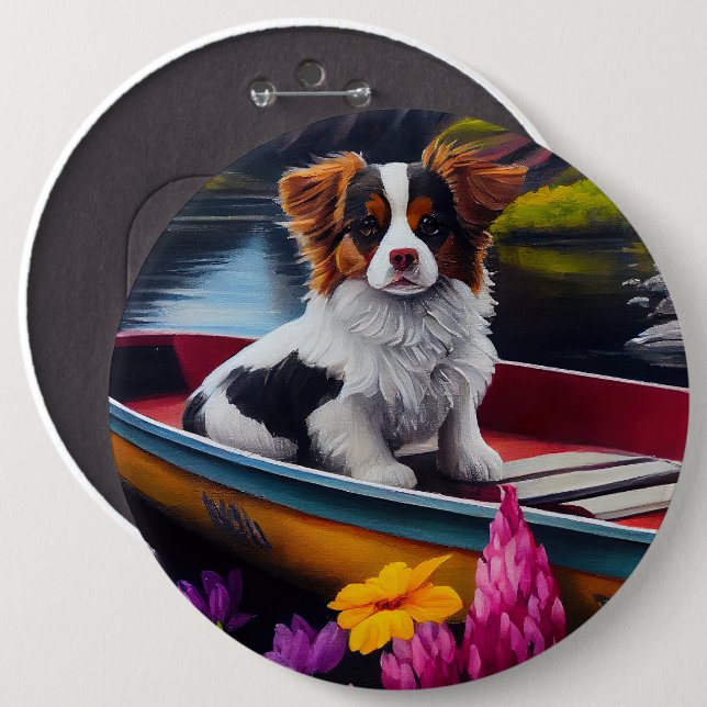 Papillon on a Paddle: A Scenic Adventure 6 Inch Round Button (Front & Back)