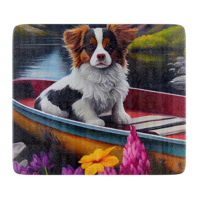 Papillon on a Paddle: A Scenic Adventure Cutting Board (Front)