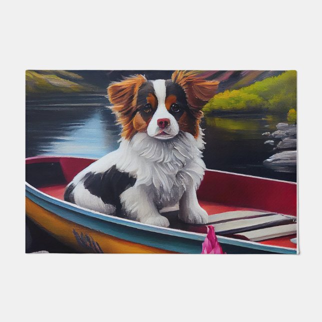 Papillon on a Paddle: A Scenic Adventure Doormat (Front)