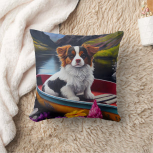 Papillon on a Paddle: A Scenic Adventure  Throw Pillow