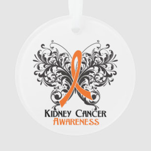 Papillon orange de ruban de conscience de Cancer