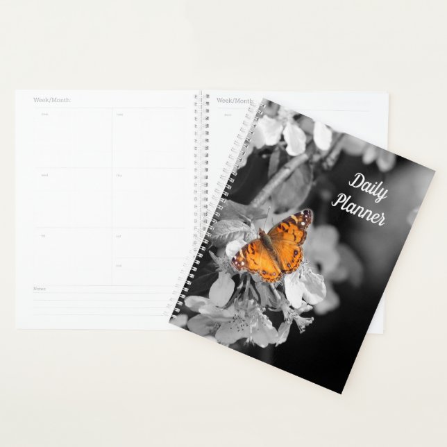 Papillon orange sur Apple Blossom Daily Planner (Devant avec enveloppe)