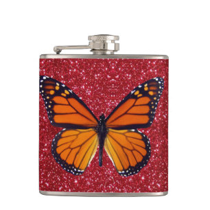 Papillon orange sur flacon Parties scintillant rou