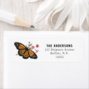 Papillon orange vintage Adresse de retour