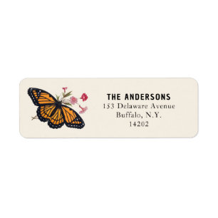 Papillon orange vintage Adresse de retour