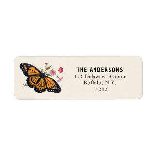 Papillon orange vintage Adresse de retour