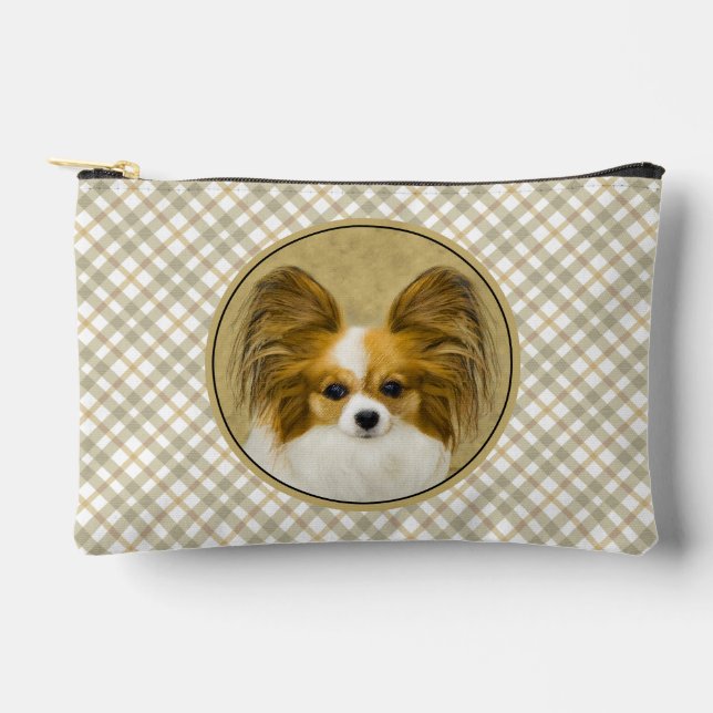 Papillon Painting Lemon and White Original Dog Art Accessory Pouch (Front)