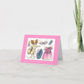 Papillon paper doll note card