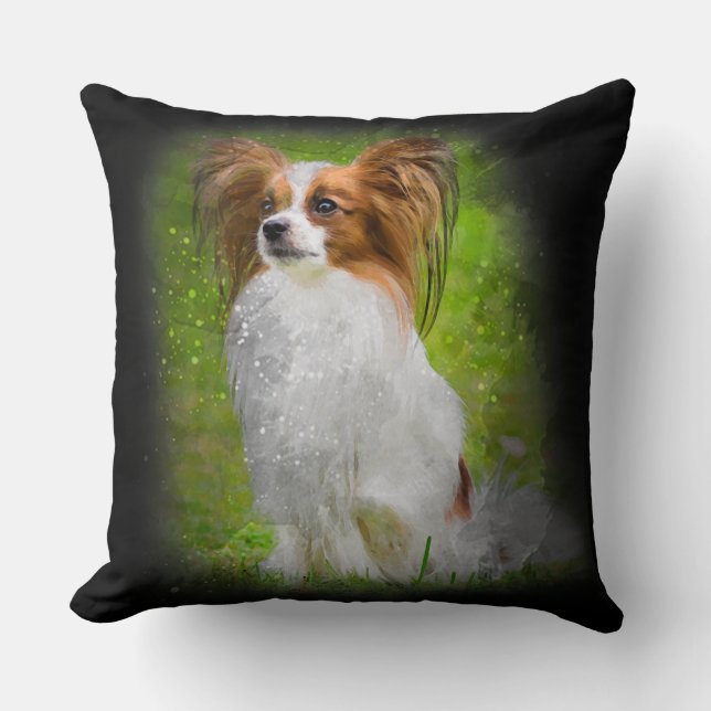 papillon,papilon,papillon dogs,papillon dog, throw pillow (Front)