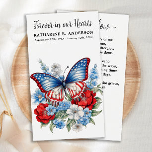 Papillon Patriotique Florale carte de prière