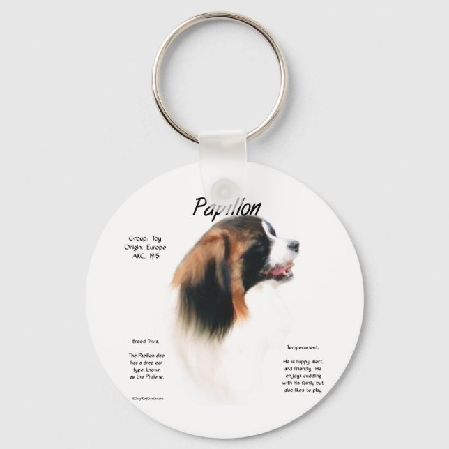 Papillon (Phalene) History Design Keychain (Front)