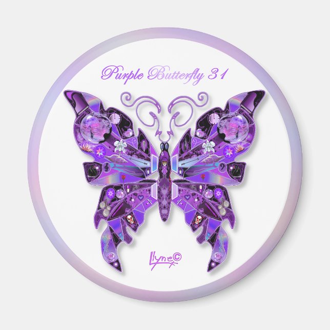 Papillon pourpre 31 aimant (Devant)