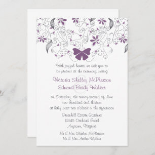 Papillon pourpre Faire-part de mariage