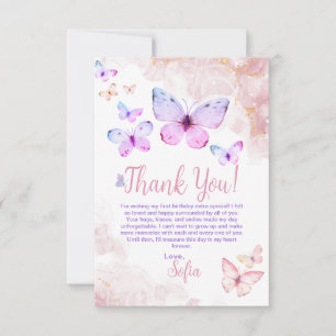 Papillon premier anniversaire fille 1er Carte de r