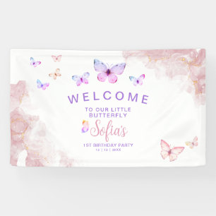 Papillon Premier anniversaire fille 1ère bannière 