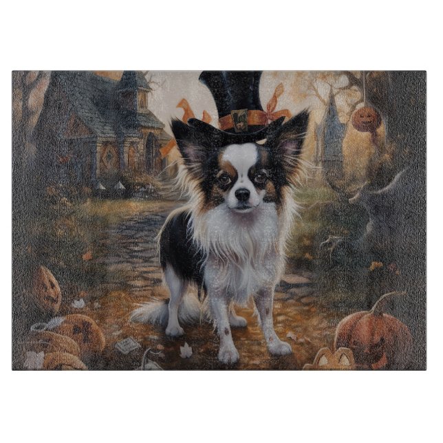 Papillon Pumpkins Halloween Scary  Cutting Board (Front)