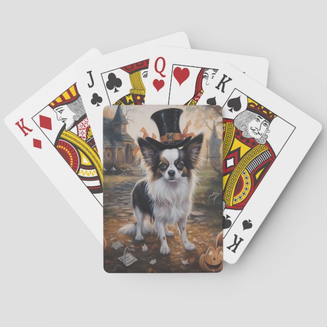 Papillon Pumpkins Halloween Scary  Playing Cards (Back)