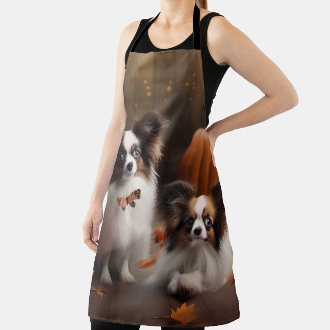 Papillon Puppy Autumn Delight Pumpkin Apron (Insitu)