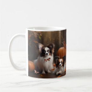 Papillon Puppy Autumn Delight Pumpkin Coffee Mug