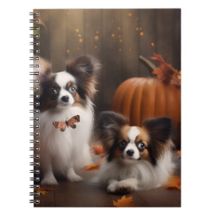 Papillon Puppy Autumn Delight Pumpkin Notebook