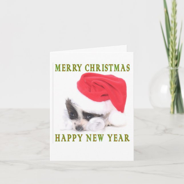 PAPILLON PUPPY CHRISTMAS CARD (Front)