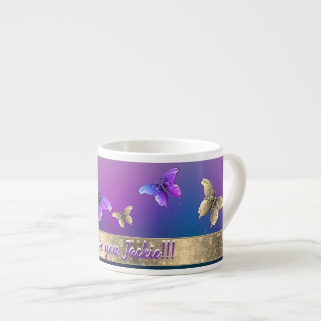 Papillon romantique avec Mug de spécialité texte (Devant droit)