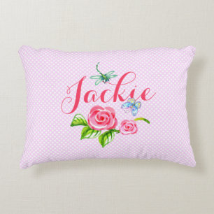 Papillon rose À petits pois   Accent Coussin