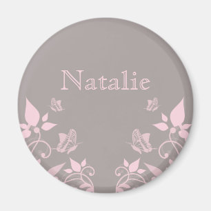 Papillon rose aimant floral