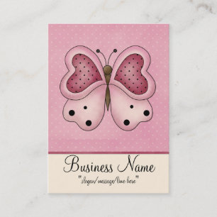 Papillon rose avec le carte de visite potelé de