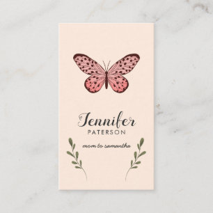 Papillon rose de la carte d'appel de maman