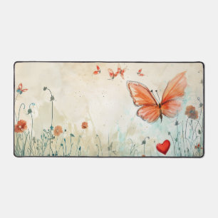 Papillon rose et Coeur rouge