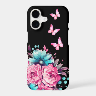 Papillon rose et sarcelle féminine