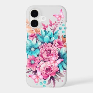 Papillon rose et sarcelle féminine