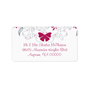 Papillon rose foncé Whimsy Étiquettes de adresse R
