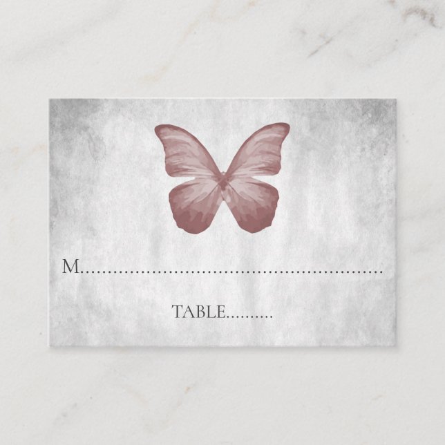 Papillon rose Mariage Cartes de Place (Devant)