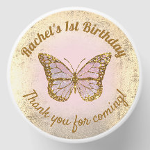 Papillon rose merci d'être venu