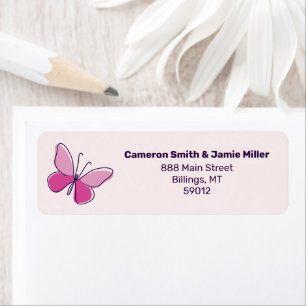 Papillon rose moderne Doodle Blush Adresse de reto