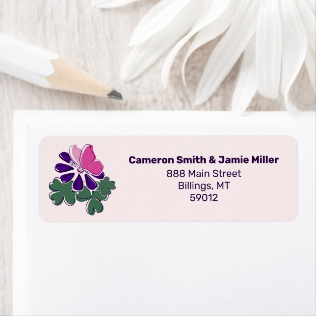 Papillon rose moderne Purple Flower Adresse de ret (En situation)