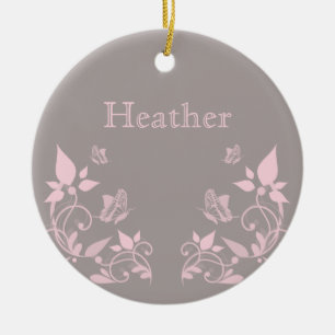 Papillon rose ornement floral