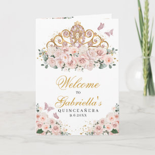 Papillon rose pâle Tiara Quinceanera Programme
