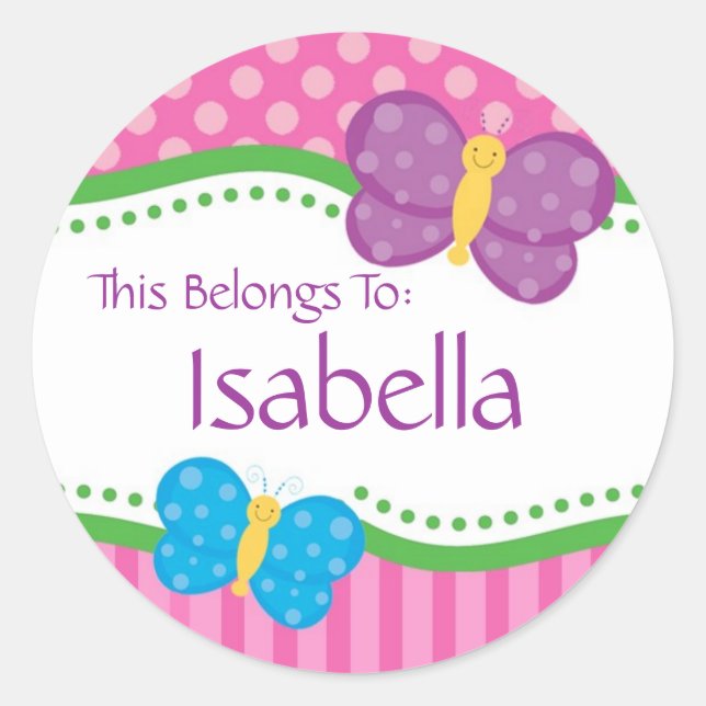 Papillon rose Pointe Retour à l'école Stickers (Devant)