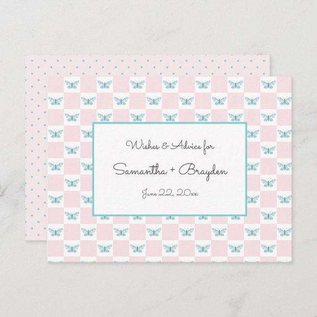 Papillon rose + Points Baby showers Cartes (Devant / Derrière)