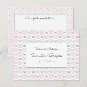 Papillon rose + Points Baby showers Cartes