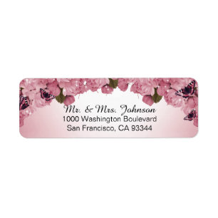 Papillon rose Roses Mariage Adresse de retour